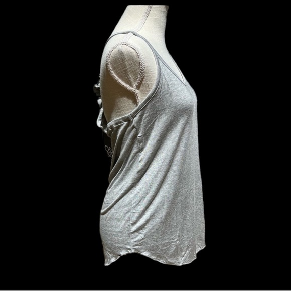🌻NEW (w/tag) Chaser Gray Slub Ruffle T-back Camisole Tank Top Size Medium - Picture 3 of 7